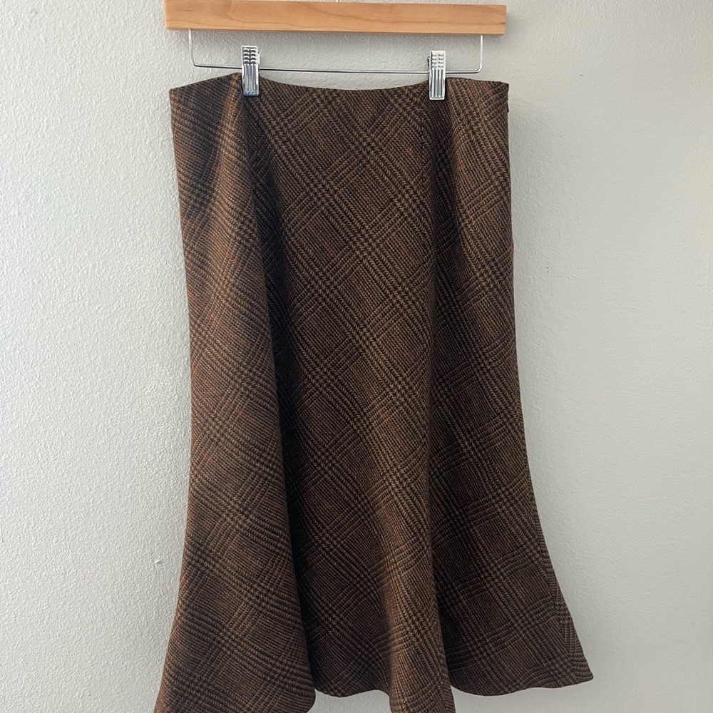 Chaps Brown Plaid A-Line Skirt